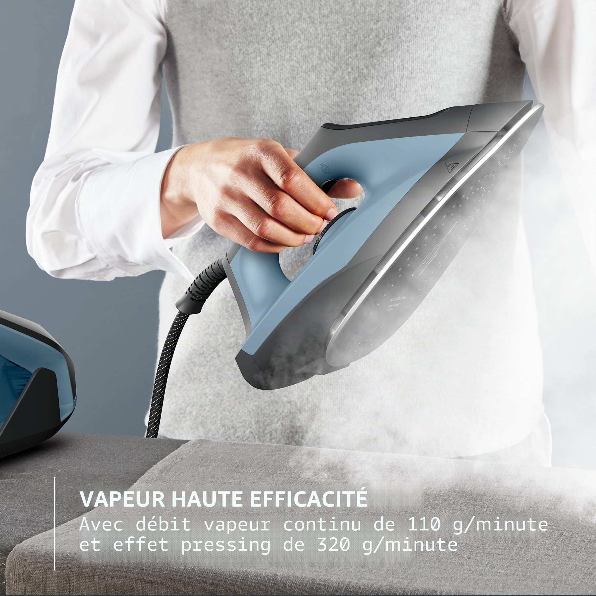 Rowenta Force Pro 300 VR5431F0 Station de repassage, 110 g/min, boost de vapeur 320 g/min, 6,1 bar et temps de préchauffage en 2 min, réservoir de 1,4 l, mode Eco, résultats professionnels