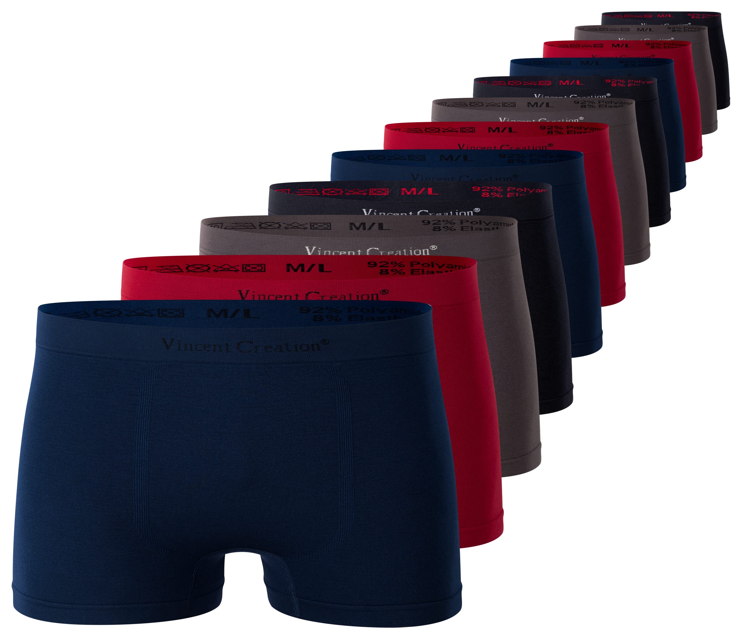 Vincent CreationPack of 12 Men's Seamless Boxer Shorts, Seamless Retro Shorts, Smooth Soft Microfibre