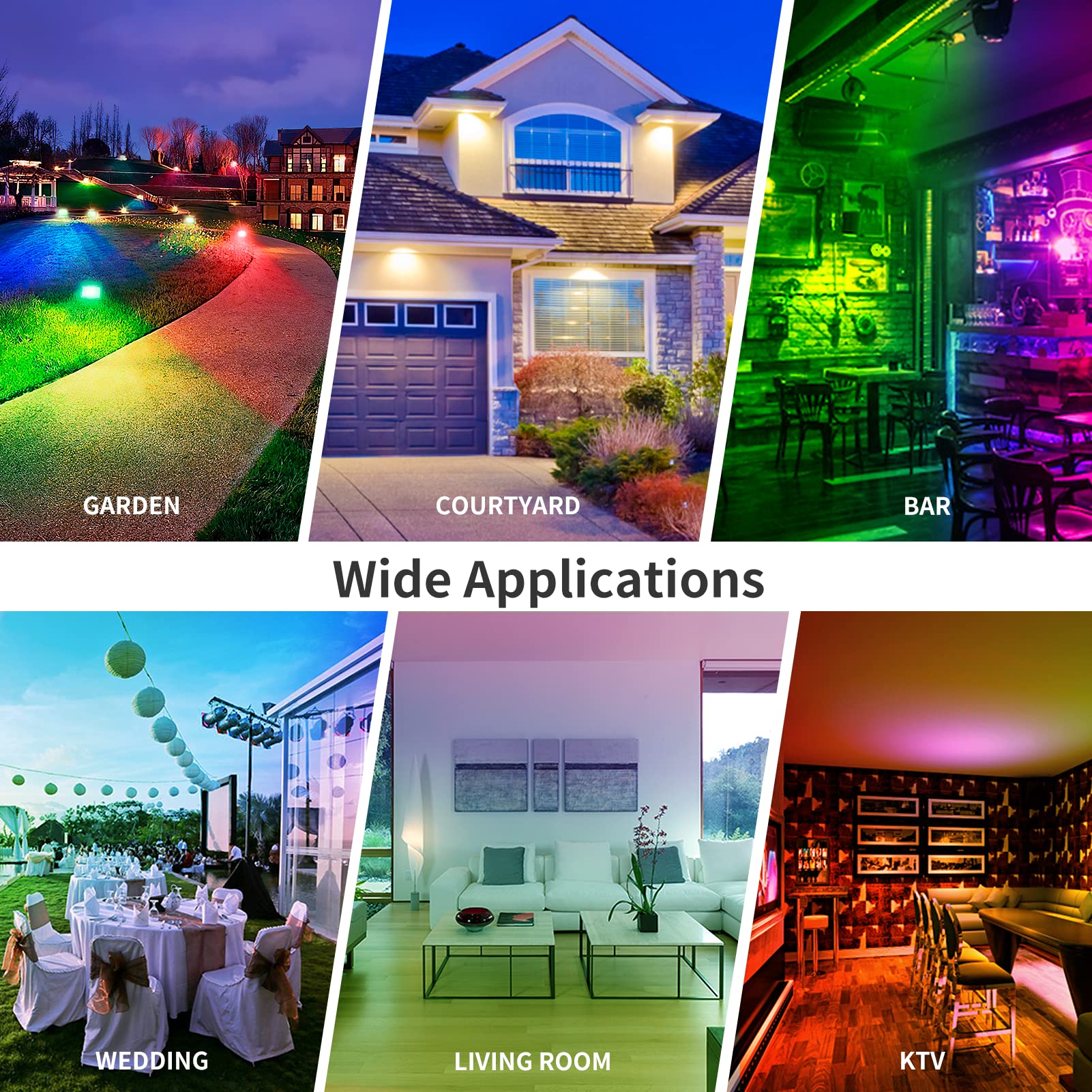 50W RGB LED Strahler Außen Mit Fernbedienung 4 PACK, 4 Modi 16 Farben Memory-Funktion RGB Strahler, IP66 Wasserdicht LED Flutlicht, RGBW-Farbwechsel LED Scheinwerfer