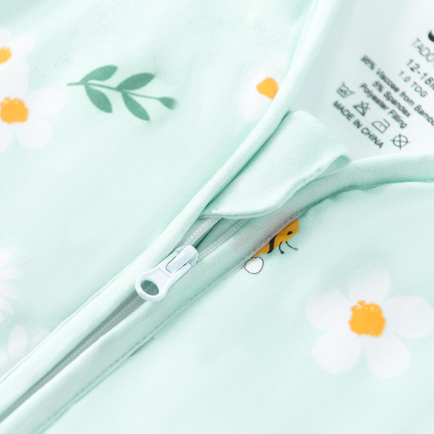 Baby/Toddler Sleep Sack with Legs, Rayon from Bamboo 95% + 5% Spandex, 1.0 TOG, 2‑Way Zipper Sleeping Bag, Walker‑Friendly 12-18M Little Bee - Image 9