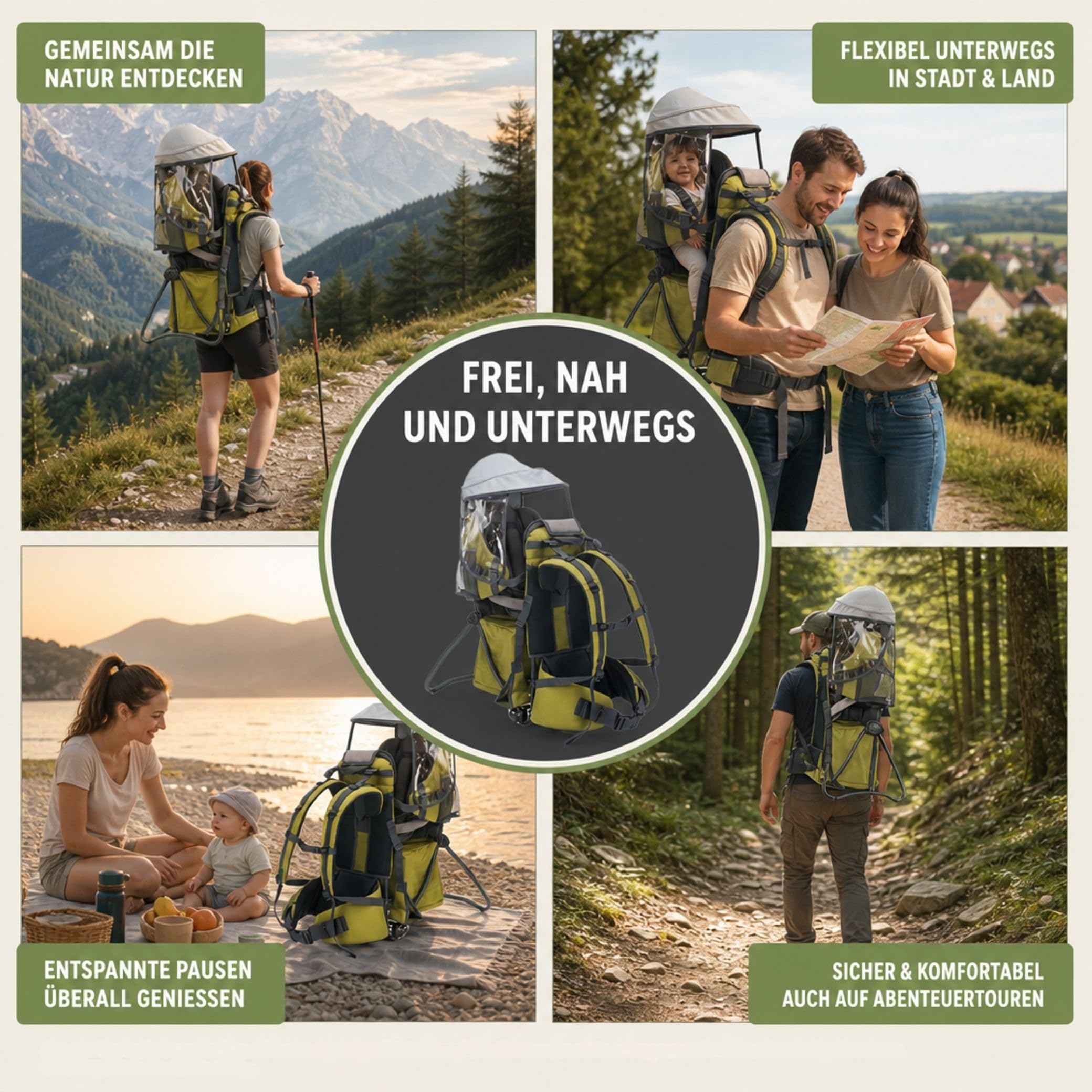 Fillikid Explorer Elite Exklusiv Kindertrage für Wandern & Reise Babytragerucksack mit Sonnenschutz bis 20 kg