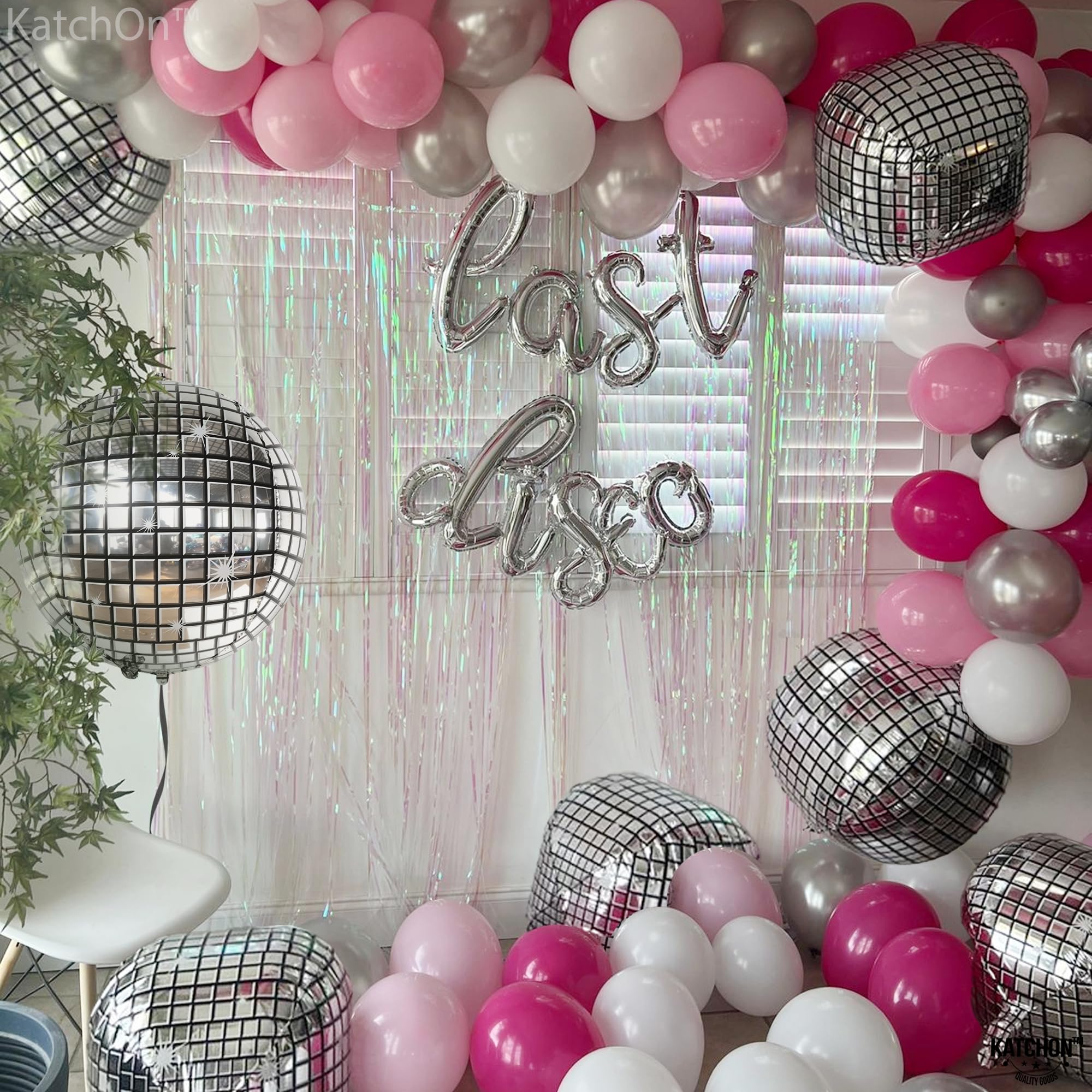 KatchOn, Silver Disco Ball Balloons - Huge 22 Inch, Pack of 6 | 4D Sphere Balloons for Disco Party Decorations | Bachelorette, Birthday, Retro Party Decorations | New Years Decorations 2026