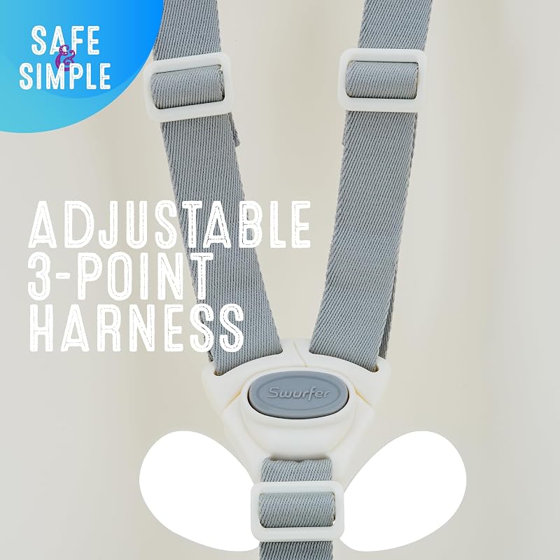 Swurfer Coconut Toddler Swing Comfy Baby Outdoor, 3- Point Adjustable Safety Harness, Secure, Safe Quick Locking System, Blister-Free Rope, Easy Installation, Ages 9 Months and Up, Ivo, White image 2