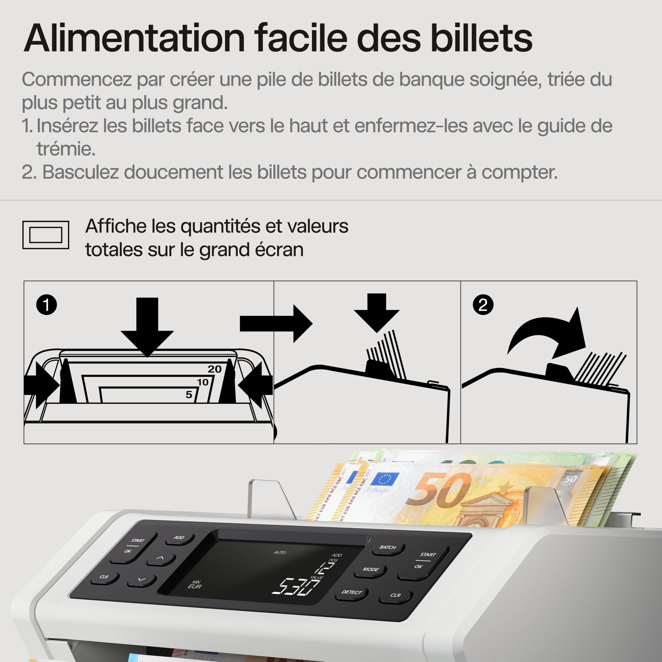 Safescan 2265 compteuse de billets avec détection faux billets 5 points euros livres sterling