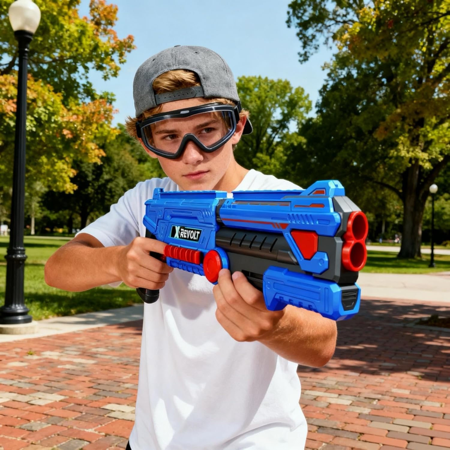 Double Barrel Style Foam Blaster - Realistic Break-Open Action Toy Shotgun with 12 Soft Darts - Manual Single-Shot Pump Action Toy Gun for Boys Ages 8-12, Outdoor Games, Birthday Gift