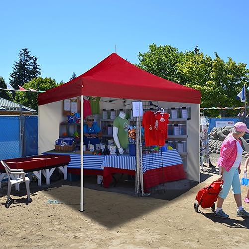 Miniatura 11 de AsterOutdoor Tienda de campaña desplegable de 10 x 10 pies, 5 piezas de pared lateral con bolsa de almacenamiento rodante, color rojo
