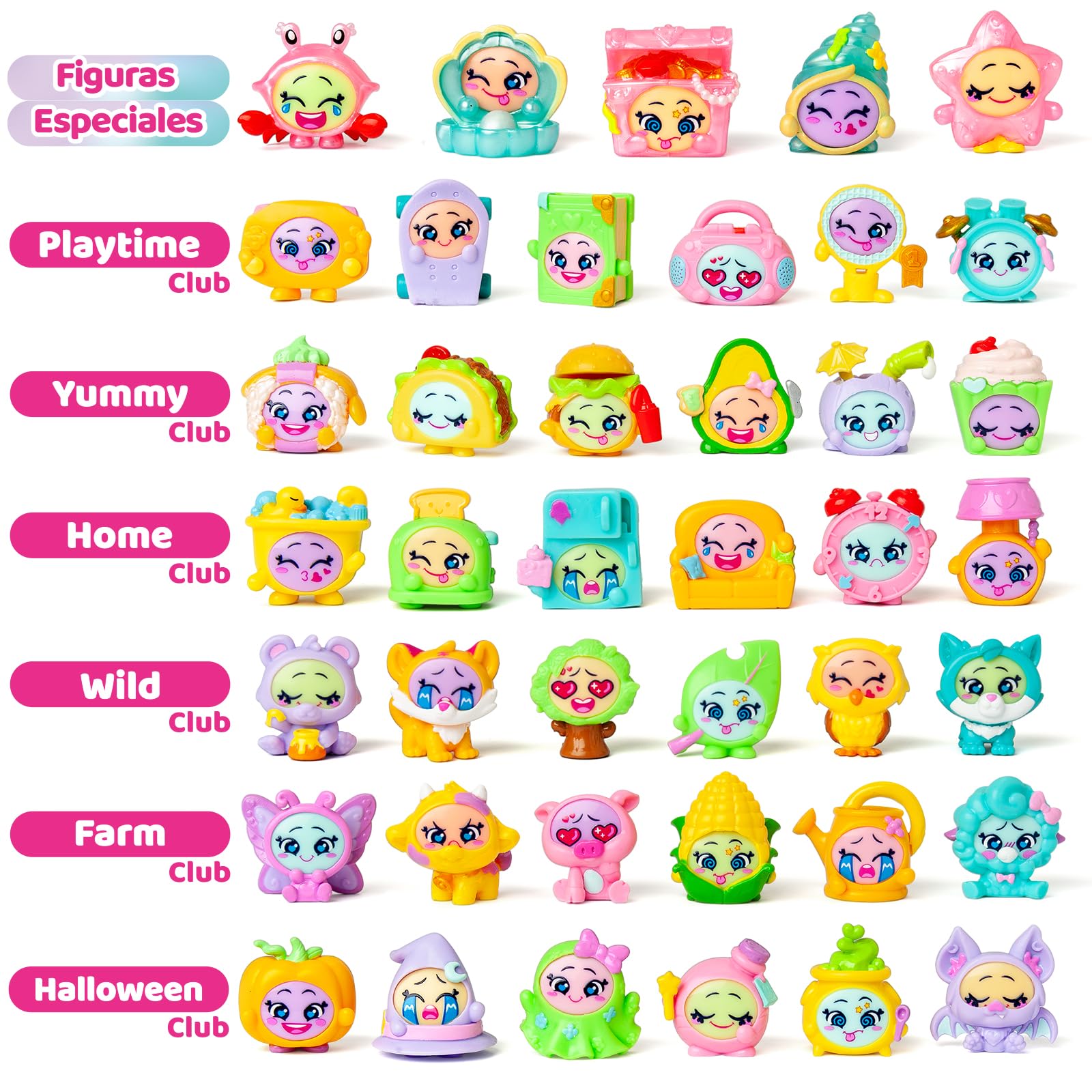 MOJI POPS Pearl Series – One Pack. Caja con 24 Sobres Sorpresa con Figuras coleccionables con caritas Reversibles. Cada sobre Contiene 1 Mojipop Sorpresa y 1 Checklist