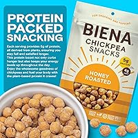 Vista 21 de Biena Aperitivos de garbanzo - Garbanzos tostados crujientes - Aperitivos de proteína vegana alta en fibra para adultos y niños - Paquete de 4