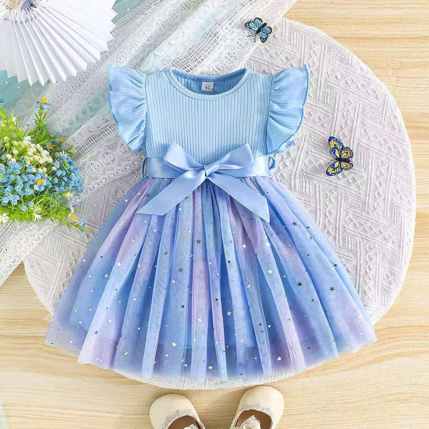 Balatele ベビーガールチュチュドレス - スパンコール付きチュール、刺繍&amp;フリルデザイン幼児女の子のためのスタイリッ