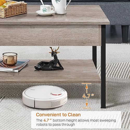 Miniatura 6 de Topeakmart Mesa auxiliar industrial con compartimento de almacenamiento oculto, mesa central de madera rústica, mesa de cóctel central de 41