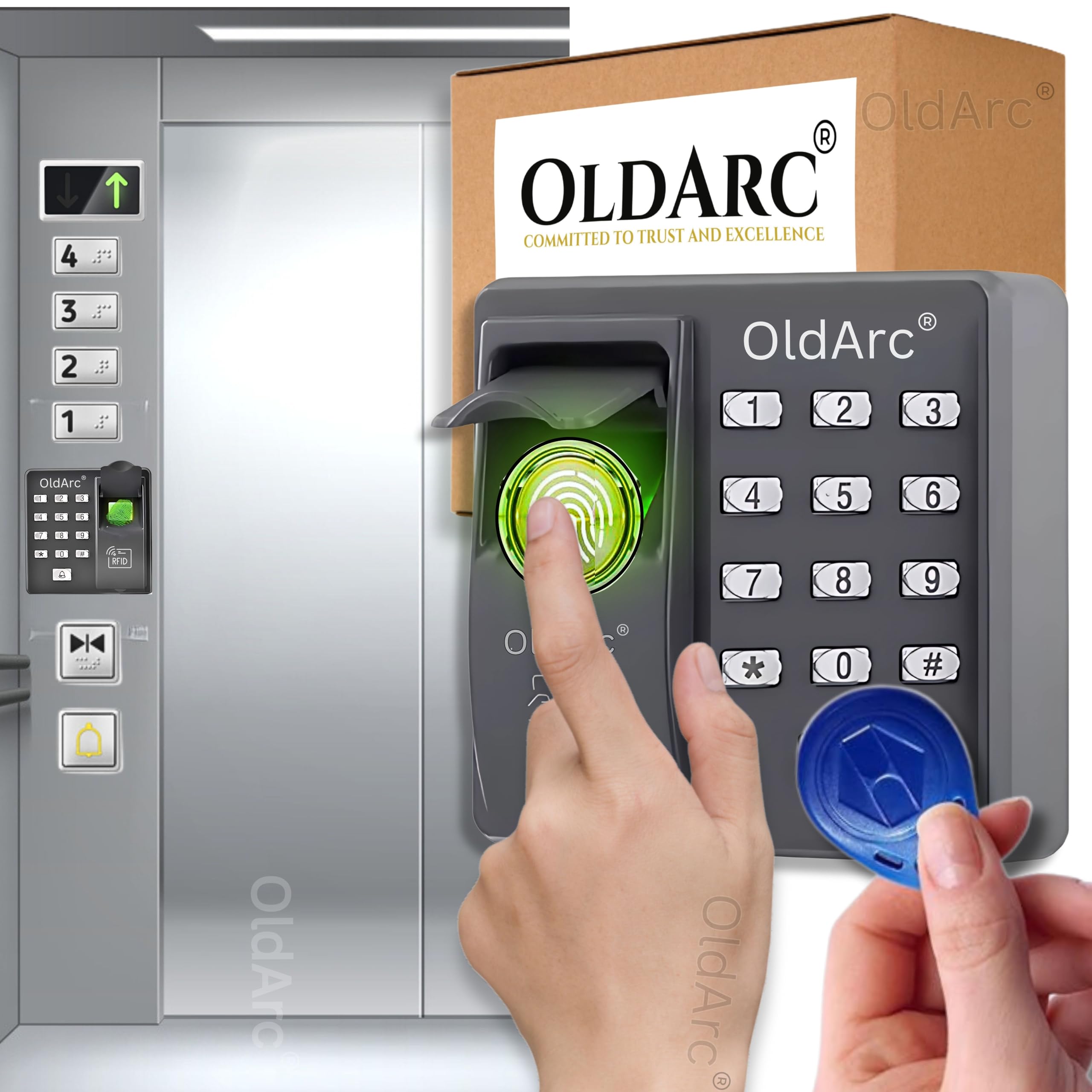 OldArc E7 Lift Access Control | Fingerprint Lift Entry Card Reader Elevator Access Control 12VDC | 500 User Biometric Finger Scanner + RFID Card Elevator for Building Apartment Lift Entrance Control-picture-33