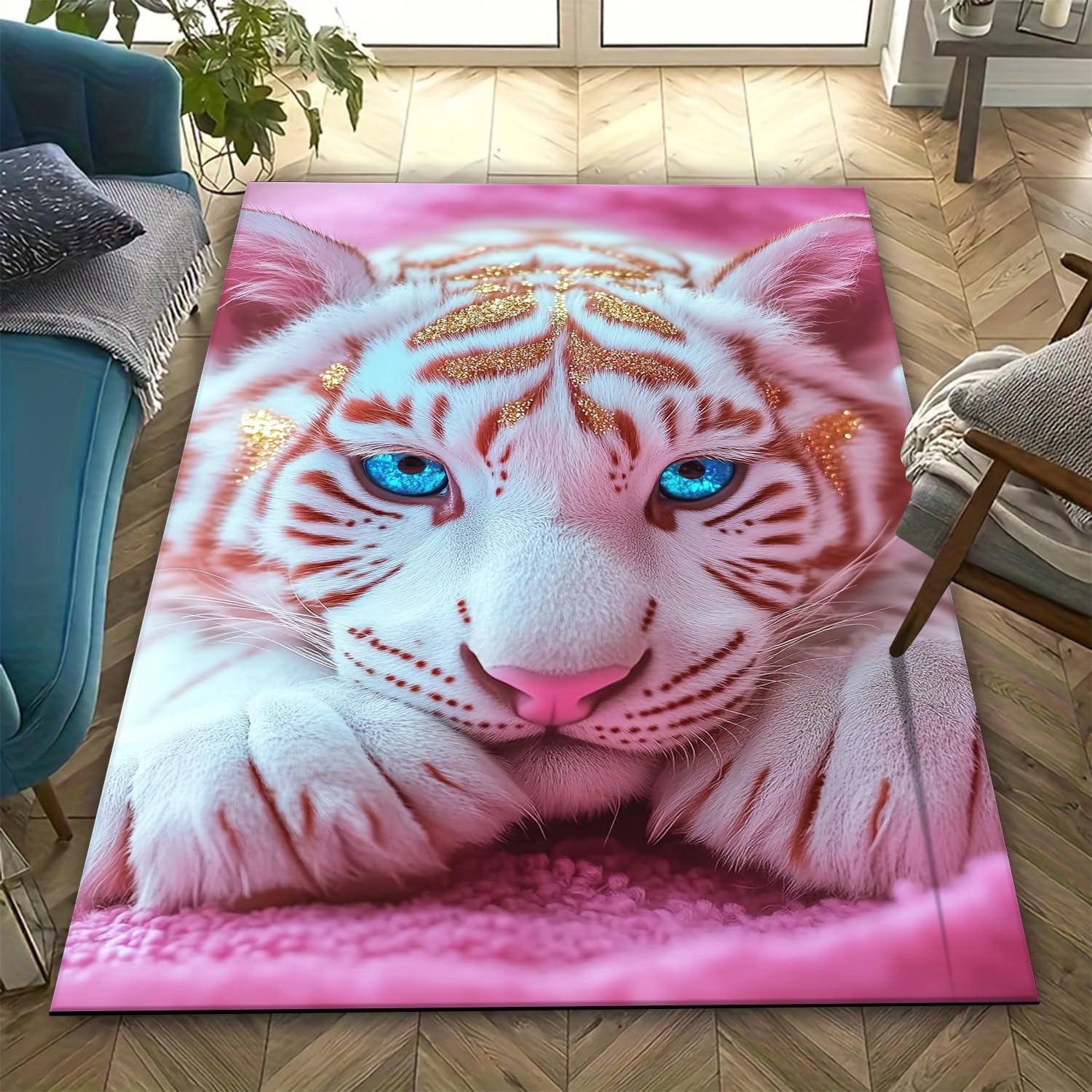 Tapis tigre 3D pour chambre d'enfant et décoration de cuisine ou couloir moderne