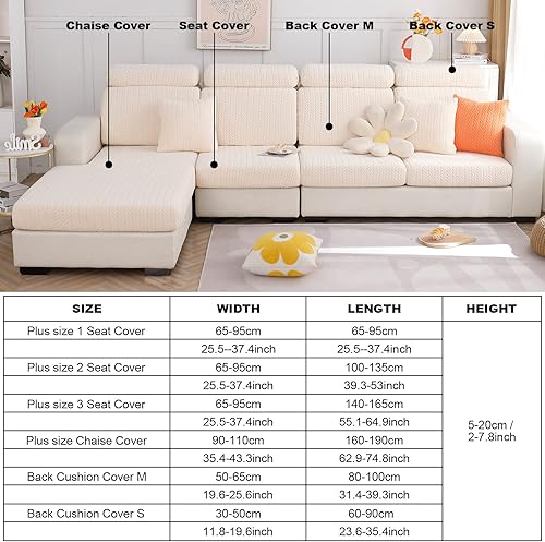 Miniatura 5 de Fundas de cojín para asiento de sofá, fundas elásticas universales para sofá en forma de L, fundas de sofá suaves para sofá, fundas protectoras de