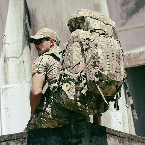 Miniatura 7 de MT Mochila grande del ejército militar con mochila de asalto táctico desmontable, paquete de hidratación, correas acolchadas para los hombros y
