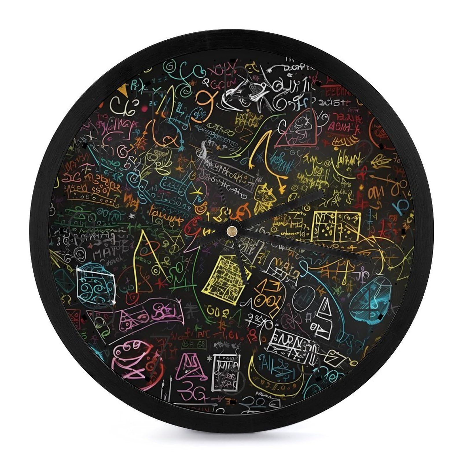 Horloge murale mathématique de 25,4 cm, ronde et silencieuse pour bureau et salon