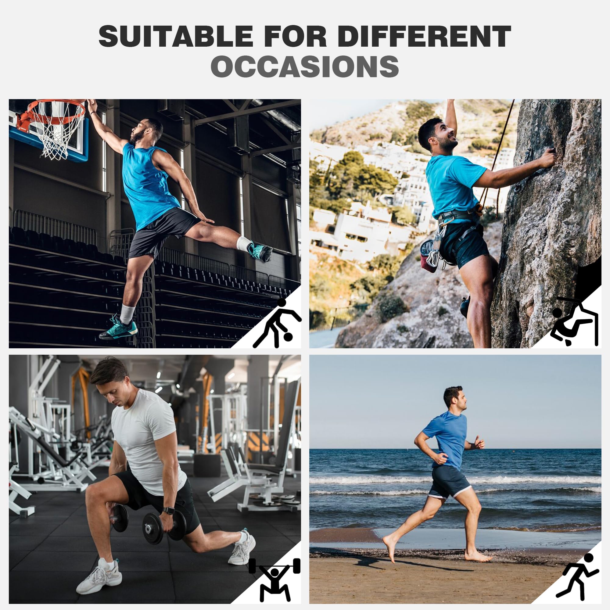 ZENGVEE Lot de 3/5 shorts de sport pour homme avec bande réfléchissante - Séchage rapide - Respirant - Léger - Pour entraînement et sport