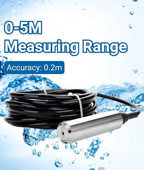 Jectse Level Sensor,Throw-In Type Liquid Level Sensor,Stainless Steel Sensor Probe,with Cable,Anti- and Durable,for Detecting 0-5M Range Liquid Level