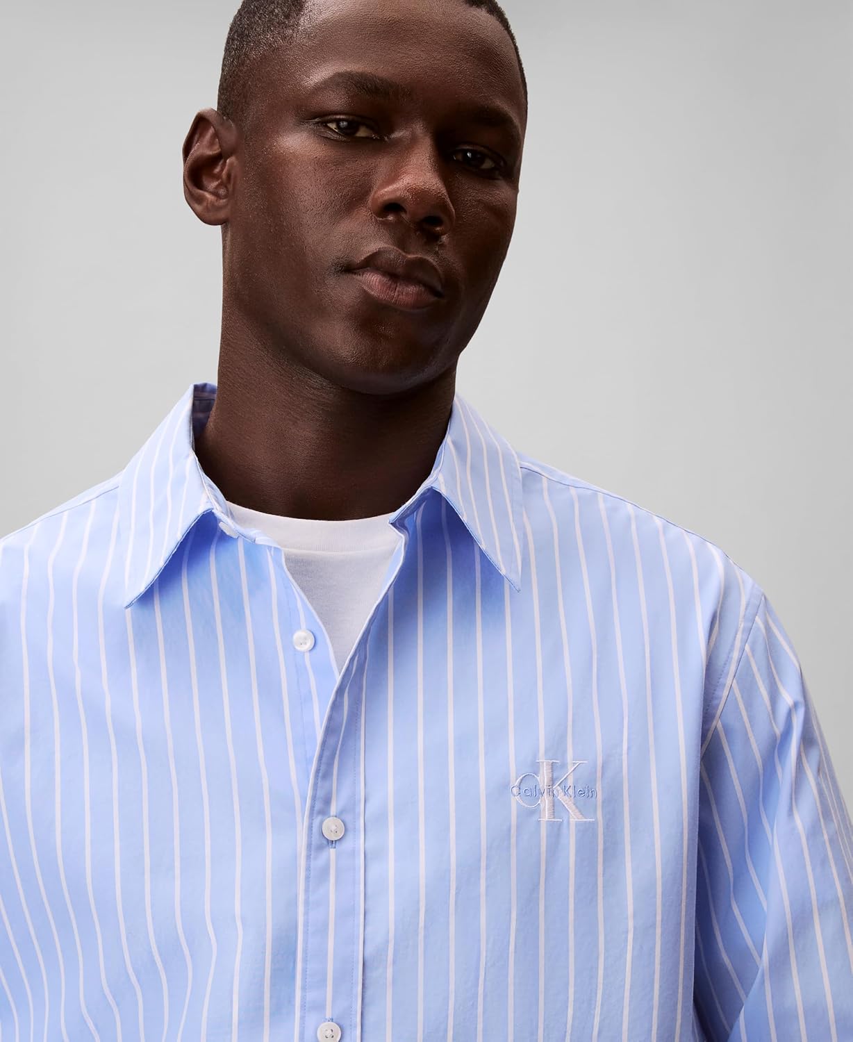 Calvin Klein Men's Stripe Poplin Relaxed Button-Down Shirt