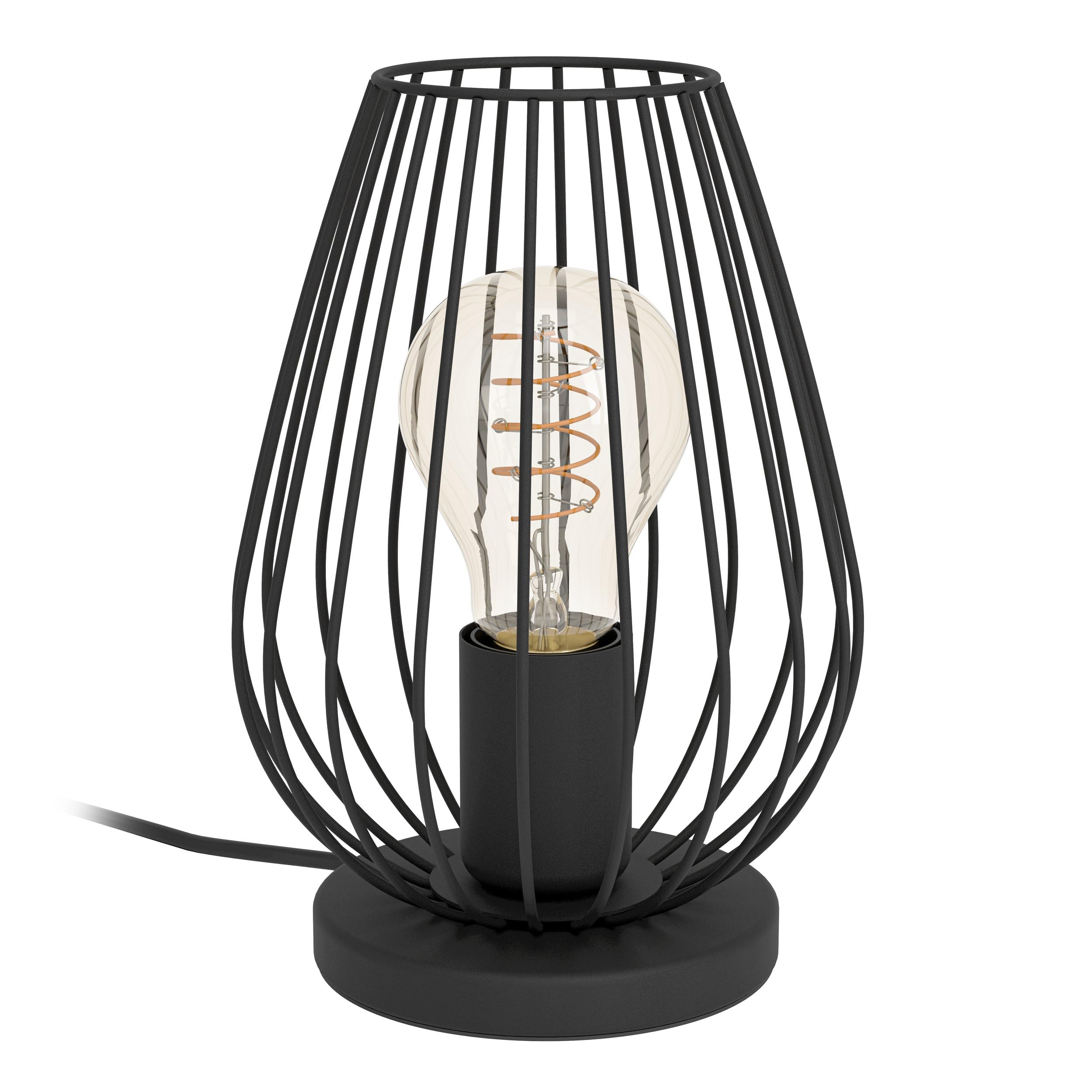 Eglo Newtown 1-Flame Vintage Table lamp, Black Steel | bedside light with E27 socket, incl. Switch