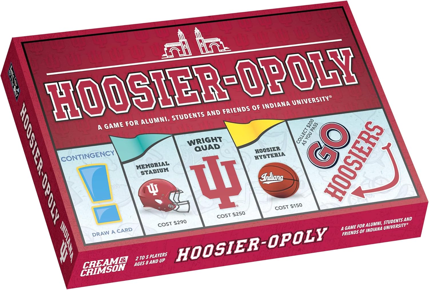 Late for The Sky Indiana University IU-Opoly Campus Edition Family Board Game, 2–6 Players, College-Themed Property Trading with Tokens & Landmarks, Great Gift for Students and Alumni
