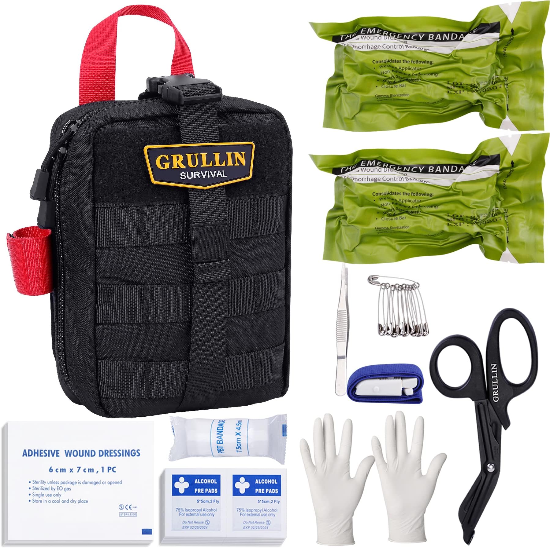 GRULLIN IFAK Trauma Kit, Medium MOLLE Emergency First Aid Kit
