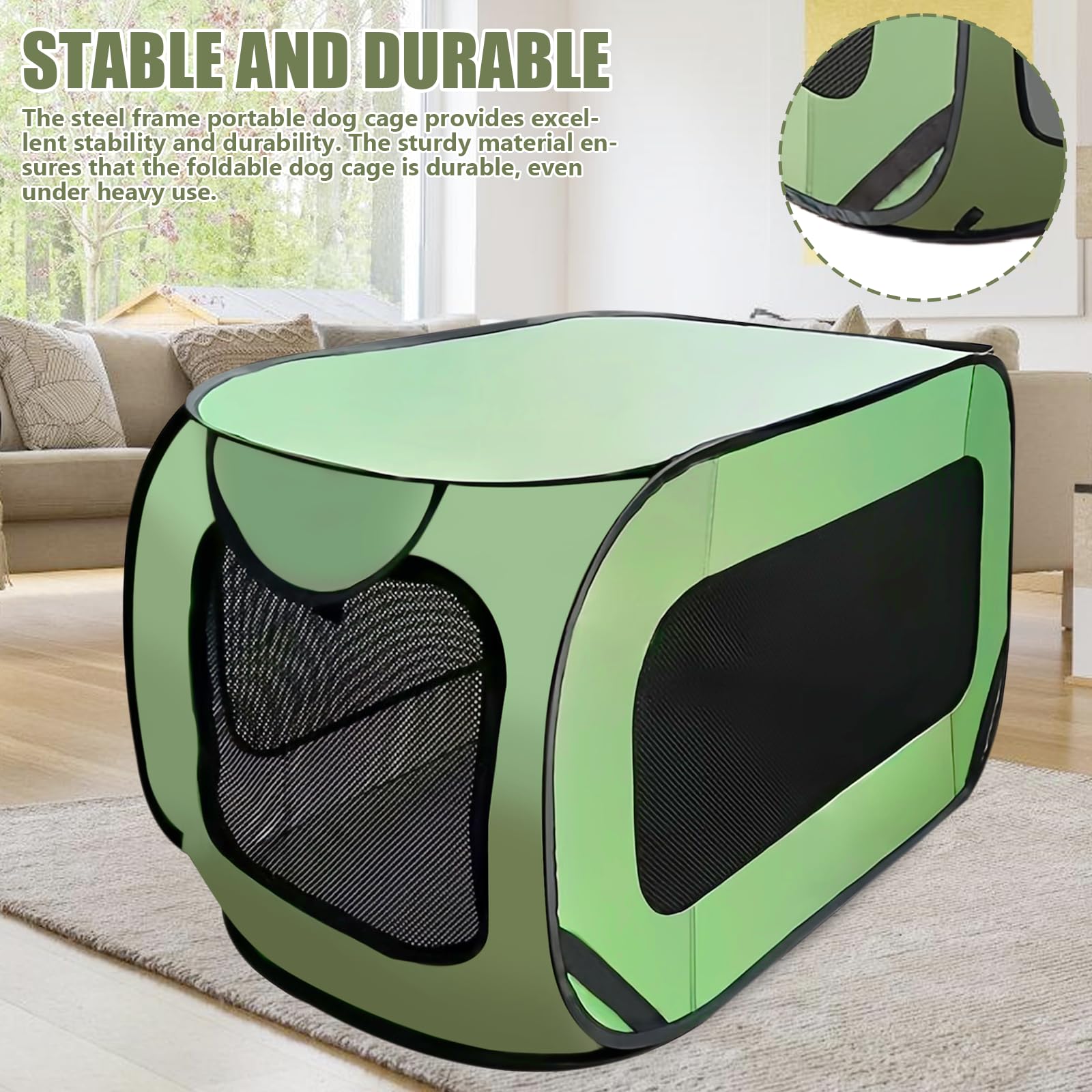92 x 52 x 52 cm. Gabbia pieghevole per cani: trasportino portatile per cani con struttura in acciaio, tessuto Oxford impermeabile con cerniera, trasportino per cani