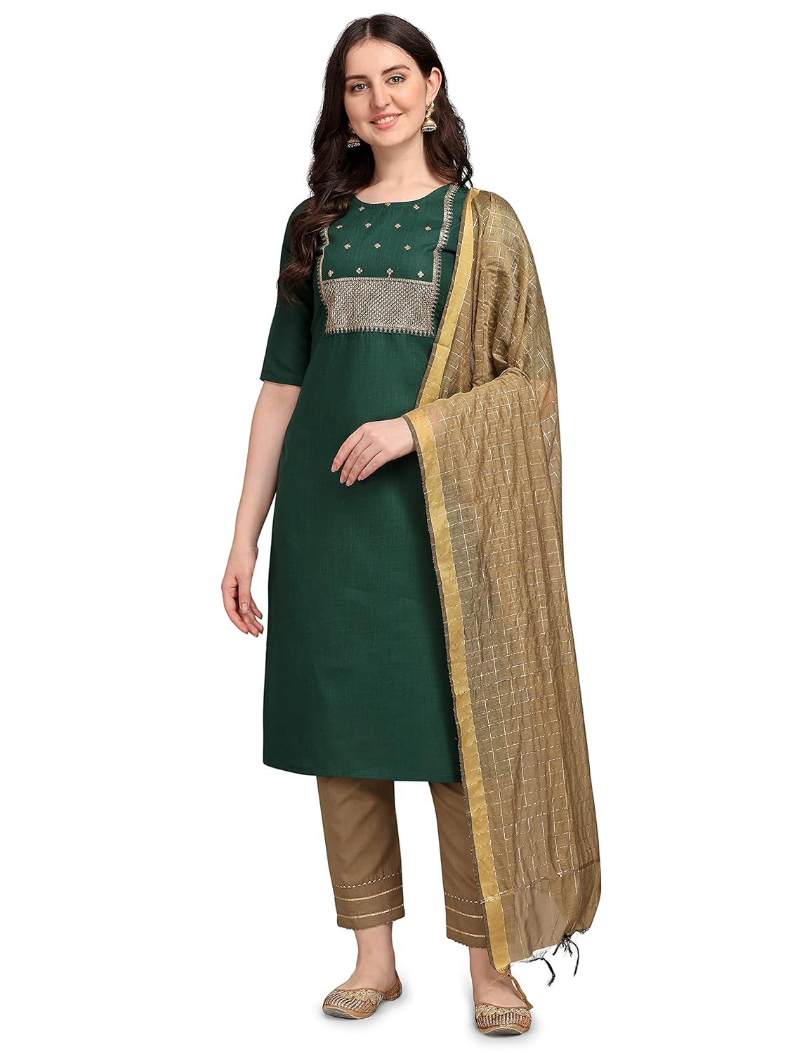 VredeVogel Women Cotton Embroidery Straight Kurta Pant with Dupatta VredeVogel Women Cotton Embroidery Straight Kurta Pant with Dupatta