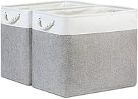 Vista 42 de Bidtakay Cestas de almacenamiento de tela con asas [paquete de 2] organizador de lona grande de 16 x 11.8 x 11.8 pulgadas, canastas altas plegables