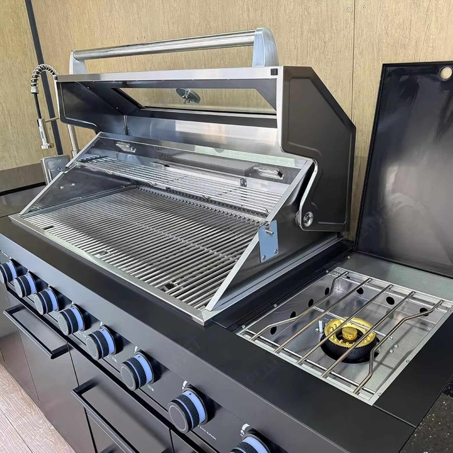 Modular Outdoor Kitchen with Folding Door, Weatherproof Full Set Outdoor BBQ Kitchen Pod for Summer Garden Patio