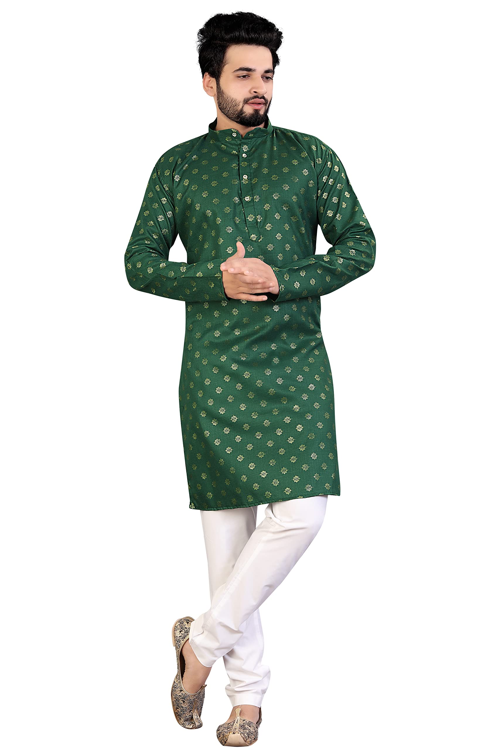 fabwax Men's Printed Kurta Pyjama Set Cotton-picture-11
