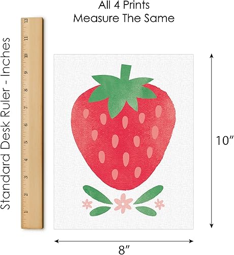 Miniatura 5 de Big Dot of Happiness Berry Sweet Strawberry - Arte de pared de papel de cocina de frutas sin marco, juego de 4, Artisms, 8 x 10 pulgadas