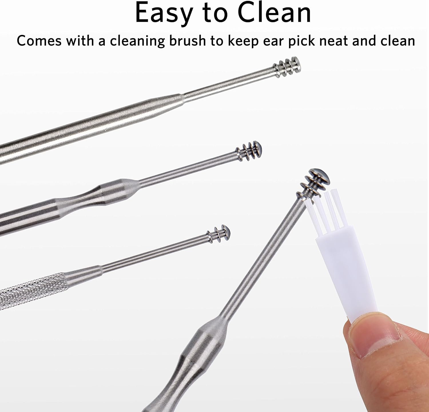 3PCS Ear Pick Earwax Removal Kit, Geengle Ear Care Set, Premium Stainless Steel Ear Curette with Storage Box, a Cleaning Brush Included