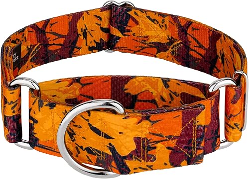 Country Brook Petz - Collar para perro martingala de camuflaje naranja al atardecer, colección de camuflaje con 9 diseños resistentes (1 12
