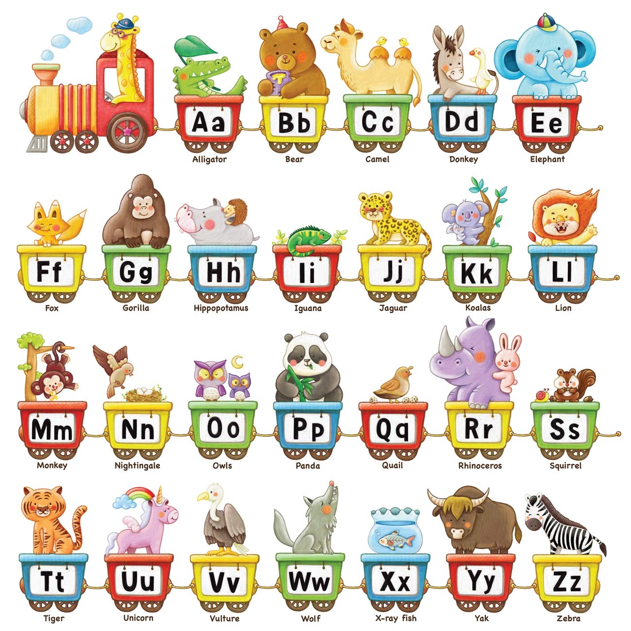 Buy DECOWALL BA-2006 Animal Alphabet Train Kids Wall Stickers ABC ...