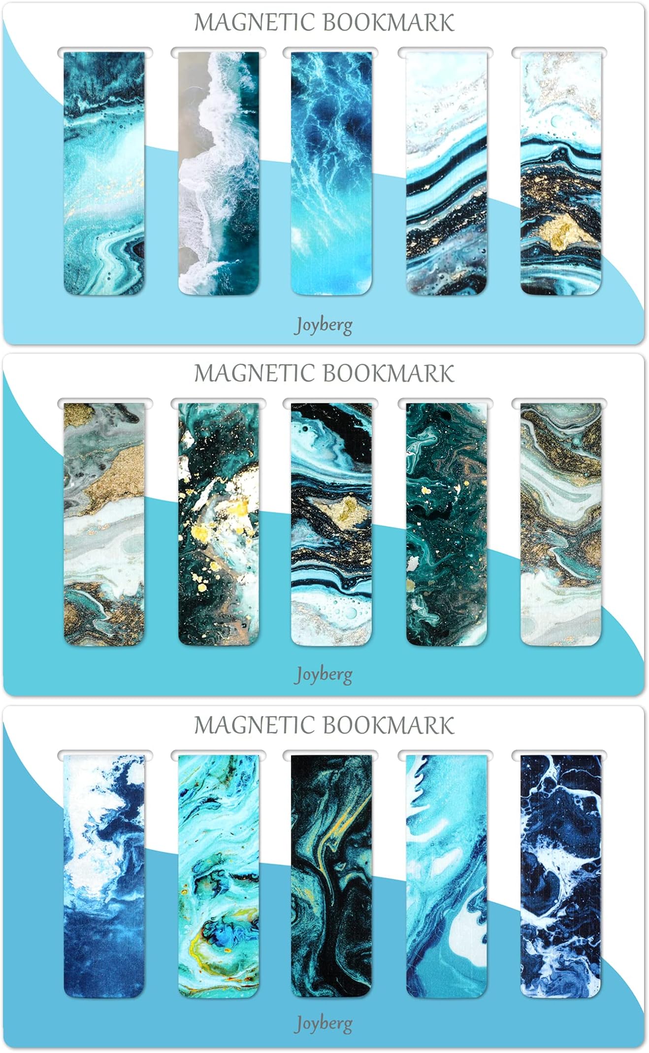 15 Pieces Bookmarks, Magnetic Bookmarks for Women, Men, Book Lovers, Page Markers for Students Teachers Reading (Multi Ocean)
