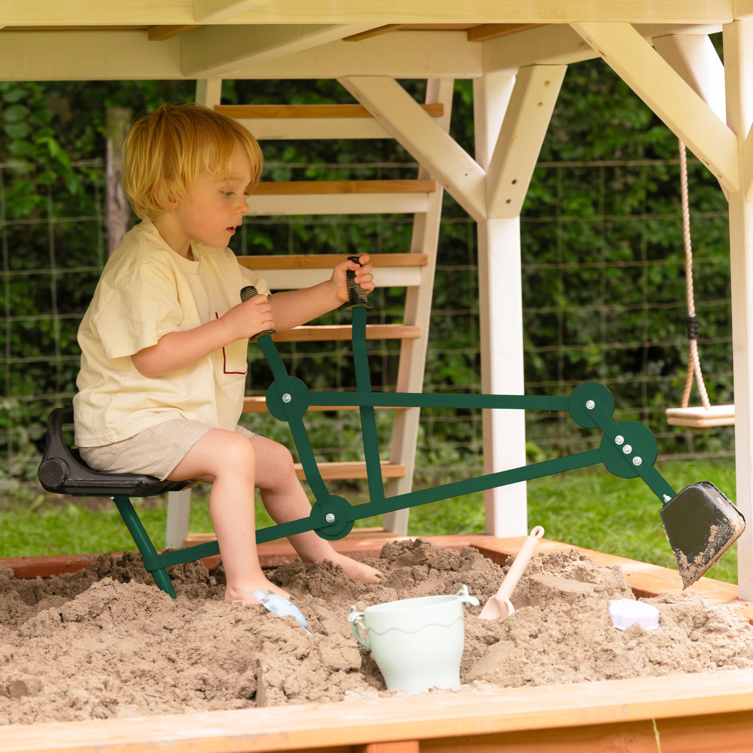 Axi Justin Escavatore giocattolo - Verde/Nero | Gioco da spiaggia all'aperto per sabbiera | Montaggio facile e veloce | Per bambini e bambine