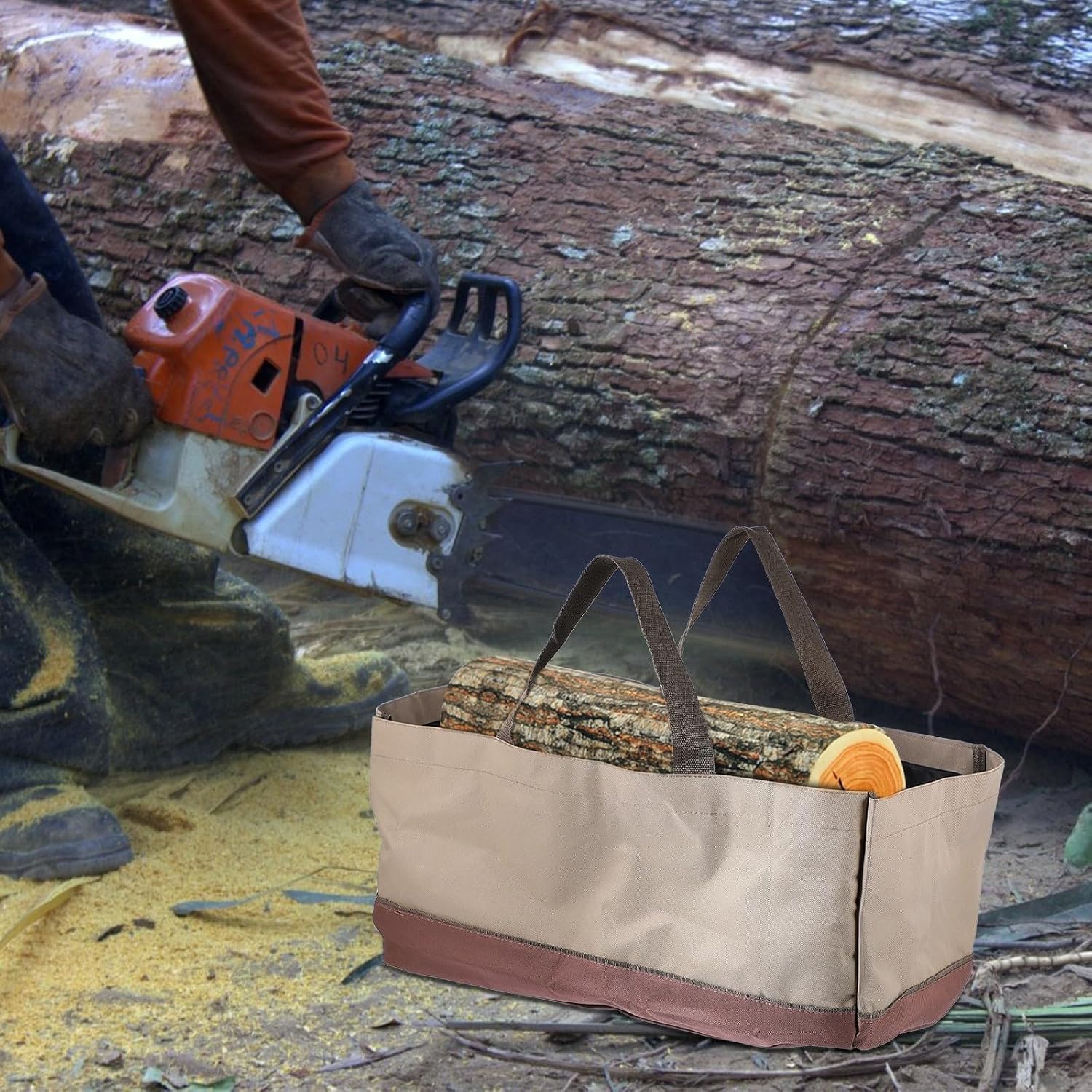 Firewood Storage Pouch Oxford Cloth Large Capacity Coffee Tote