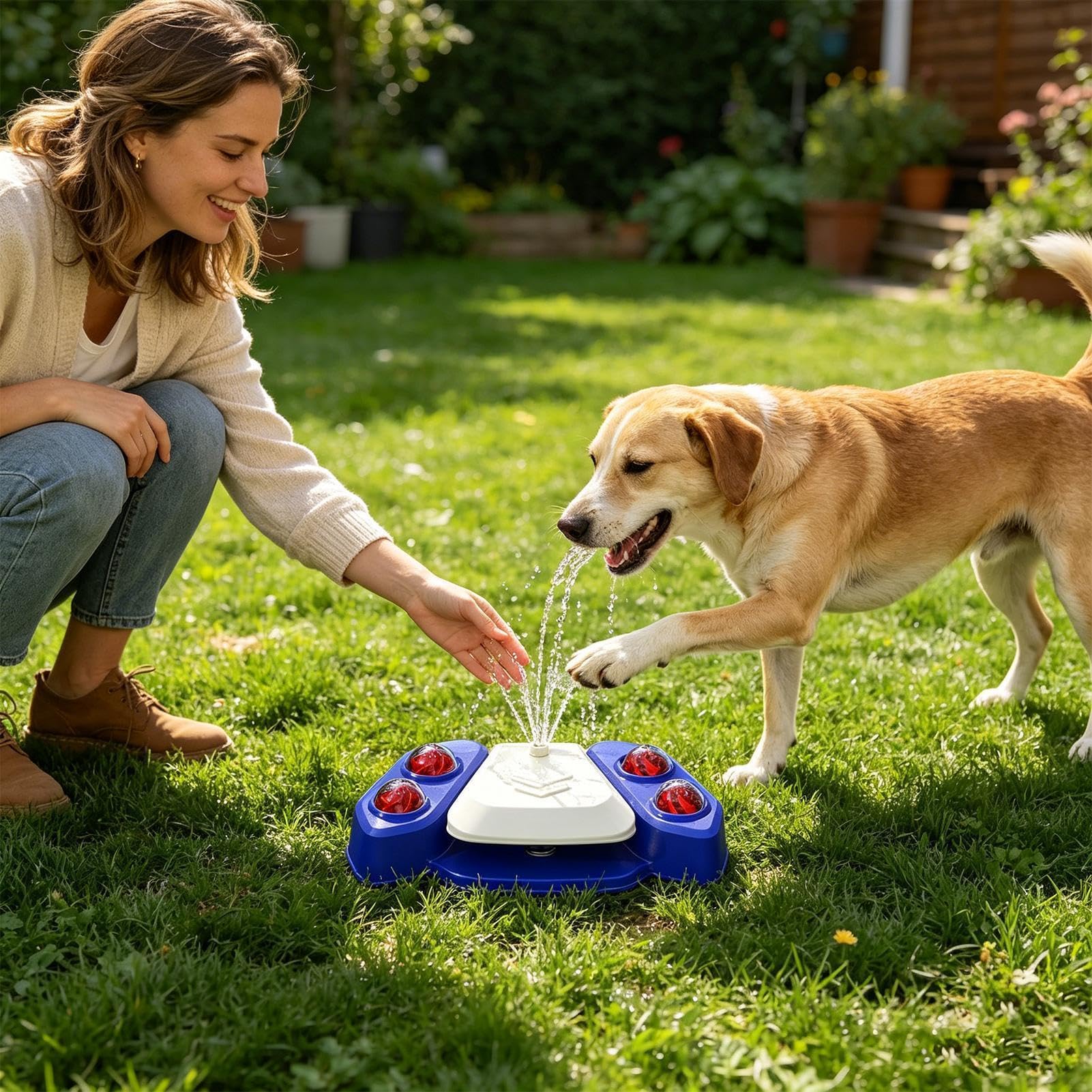 Fuente para Perros Exterior Bebedero con Activación por Pisada | Dispensador De Agua Exterior Para Perros Activado Por Pata Canina para Jardín Patio Verano Césped