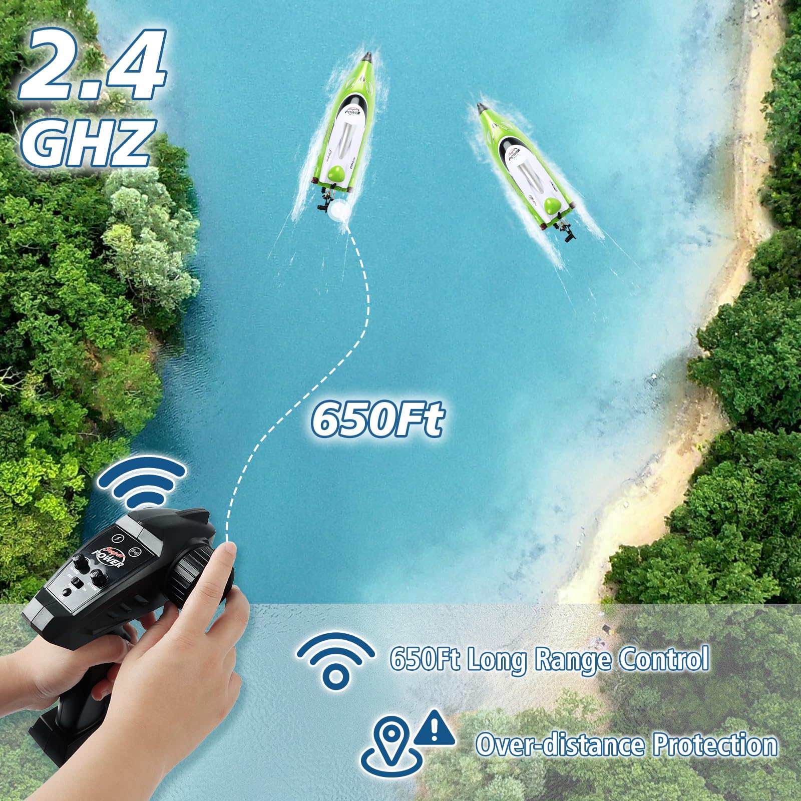 RC Boat-Remote Control Boat for Adults-High Speed 35+ KPH for Pool-Toys for Ages 8-13 (Green)