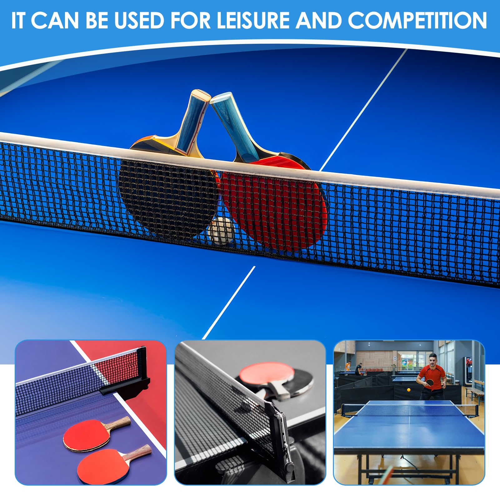 Hawpasy Filet Ping Pong 1,83 m en Nylon et Tissu Poly Coton, Filet Tennis de Table Noir avec Bord BlancFilet de Remplacement Résistant Accessoires Tennis de Table Facile à Installer - 5
