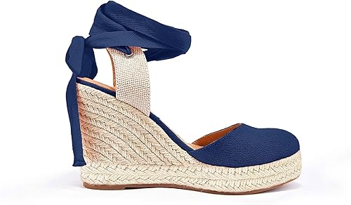 Miniatura 4 de FISACE - Alpargatas de verano para mujer, sandalias de plataforma, con hebilla en el tobillo y puntera cerrada