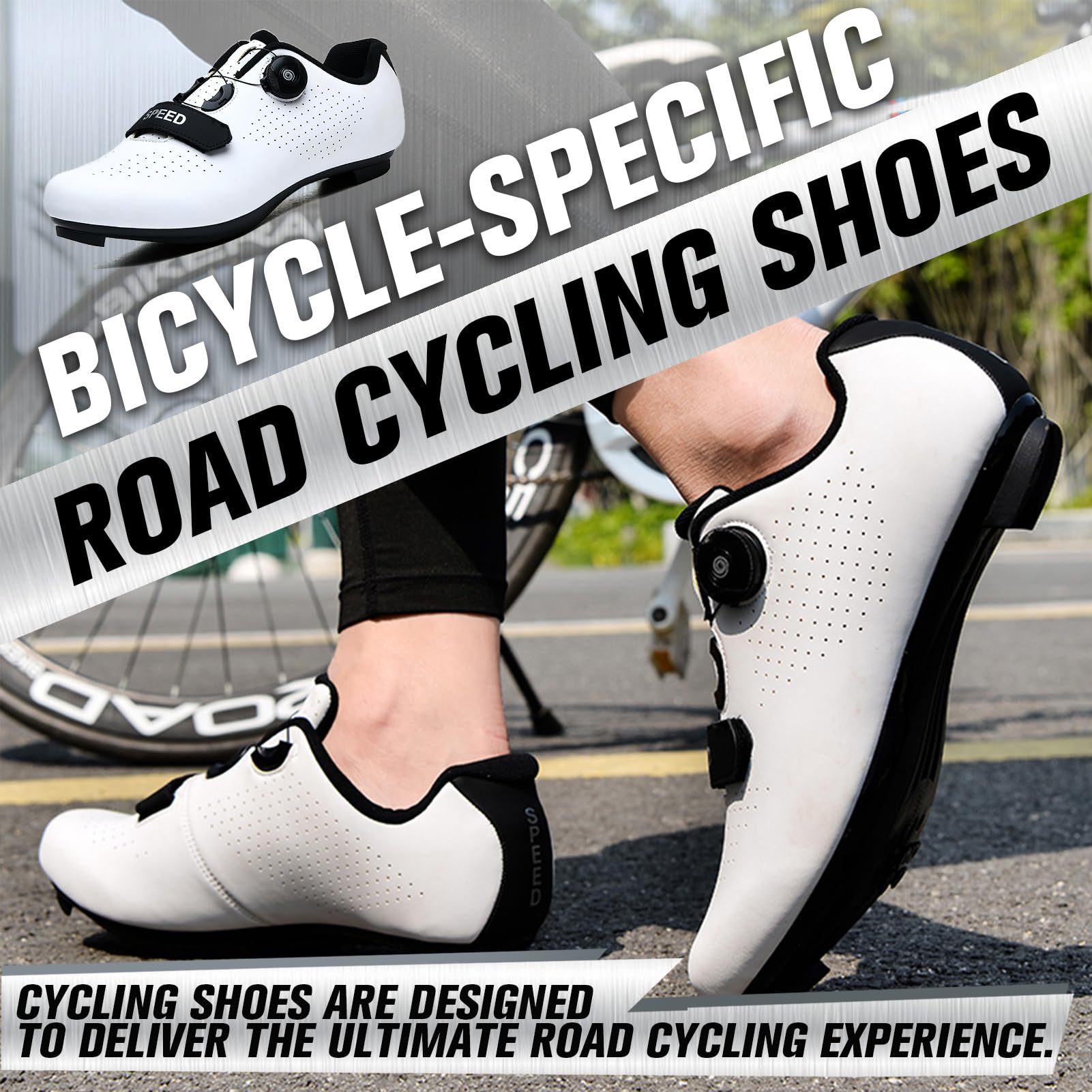 Zapatos Ciclismo Color Sólido, Hombres Mujeres Zapatillas De Bicicleta De Carretera Y MTB, Sneakers Deporte Profesionales para Exteriores Compatibles con Peloton SPD/SPD-SL Y Look
