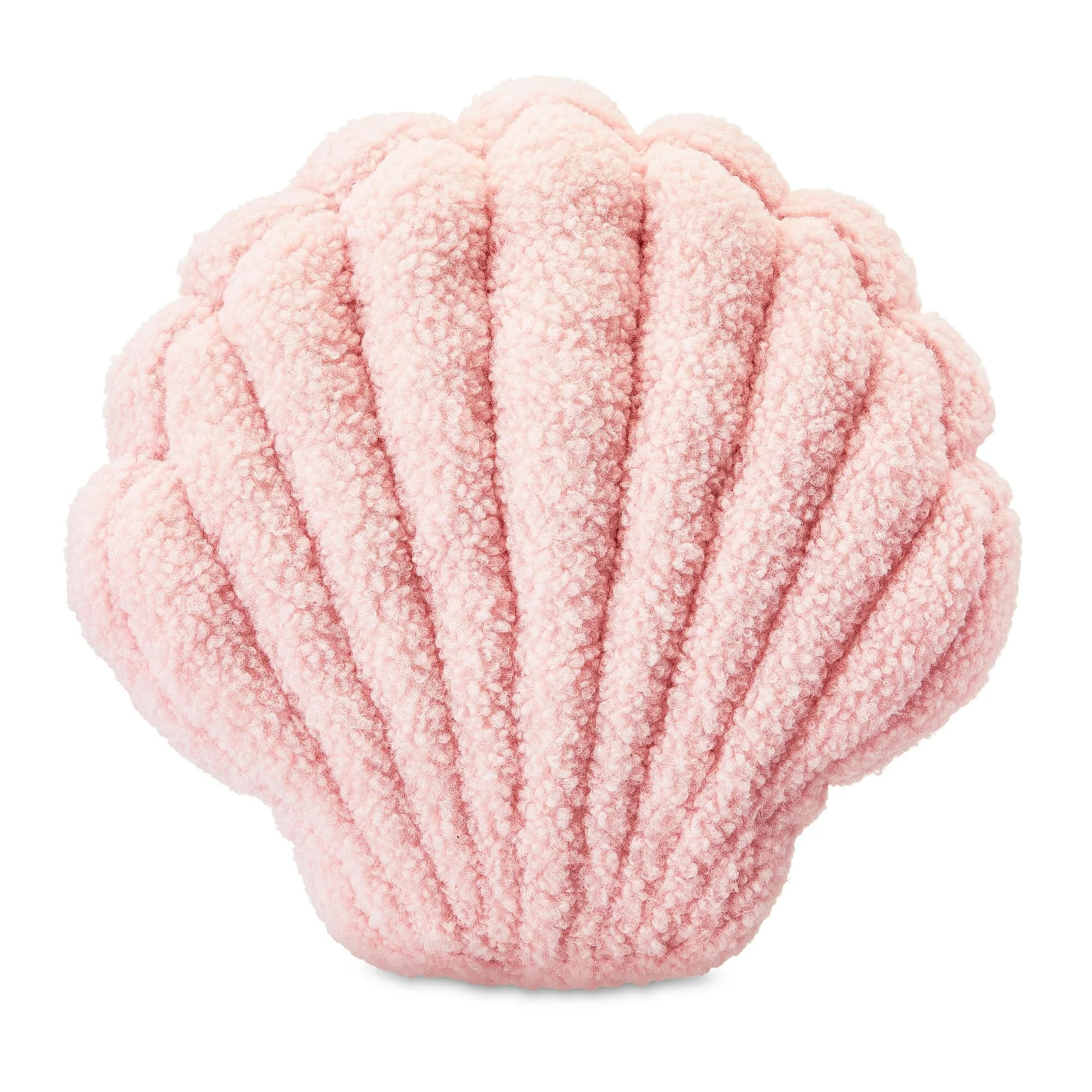 Toddler Decorative Shell Pillow – Pink Seashell Pillow for Girls, Beach Throw Pillow, Ocean Room Decor, Preppy Beach Bedroom Decor, Soft Sherpa Feel, Machine Washable, 100% Polyester.