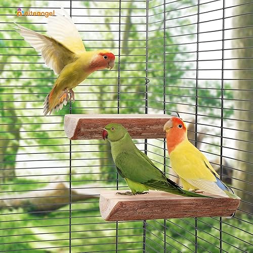 Miniatura 8 de Niteangel Percha de jaula para loros, plataforma de madera para pájaros (paquete de 1)