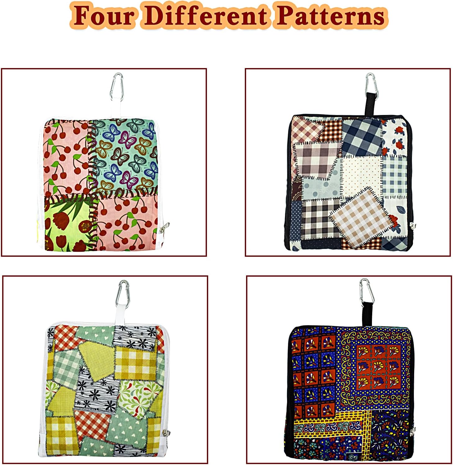 LOLOMLO 4 Pack Travel Laundry Bag with Colorful Drawstring, Foldable Print Dirty Clothes Organizer, Expandable Waterproof Laundry Hamper with Storage Pouch, Home, Hotel, College Dorm, Camping