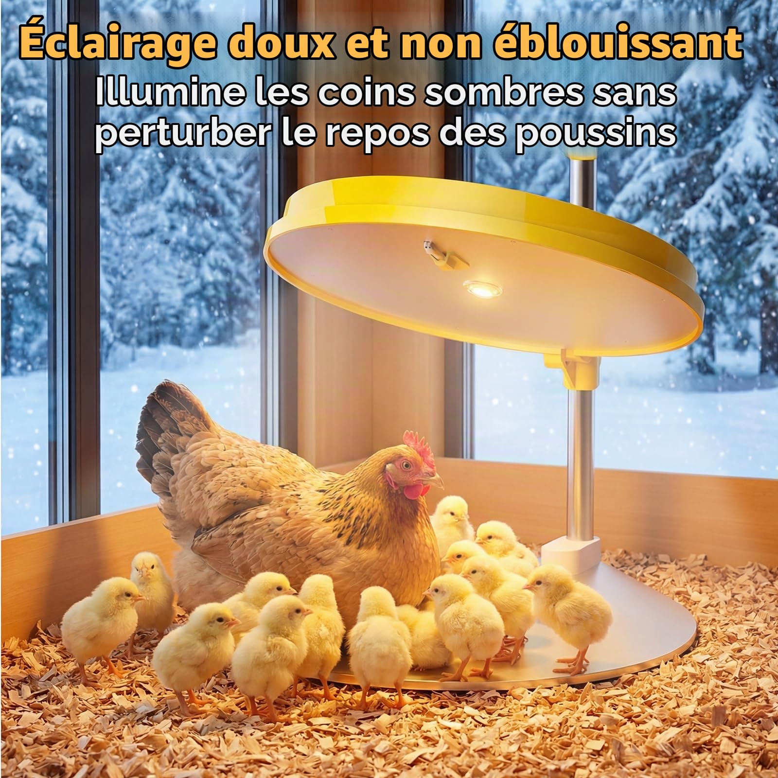 IVJ Plaque Chauffante Poussin avec Lumière LED, 45W Température Réglable Chauffage Poussin, Affichage Numérique Eleveuse Poussin