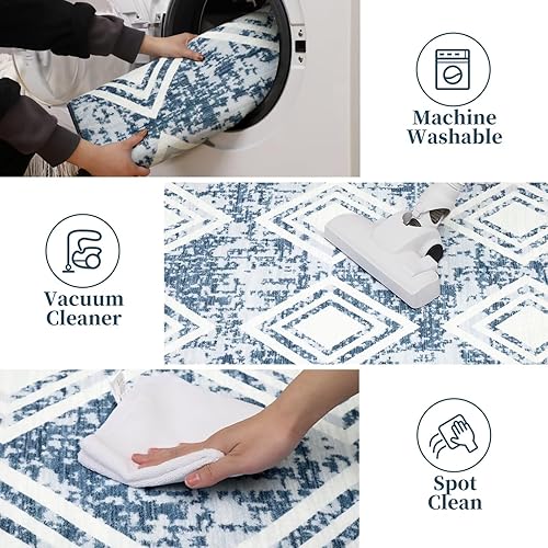 Miniatura 7 de GlowSol Alfombra de pasillo de 2 x 6 pies, diseño geométrico marroquí, antideslizante, no se desprende, suave, moderna, suave, antideslizante, para