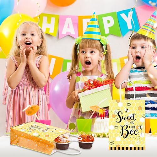 Miniatura 5 de Containlol 16 bolsas de regalo de miel de abeja, dulces como puedes, bolsas de regalo de miel con asa para suministros de fiesta de cumpleaños