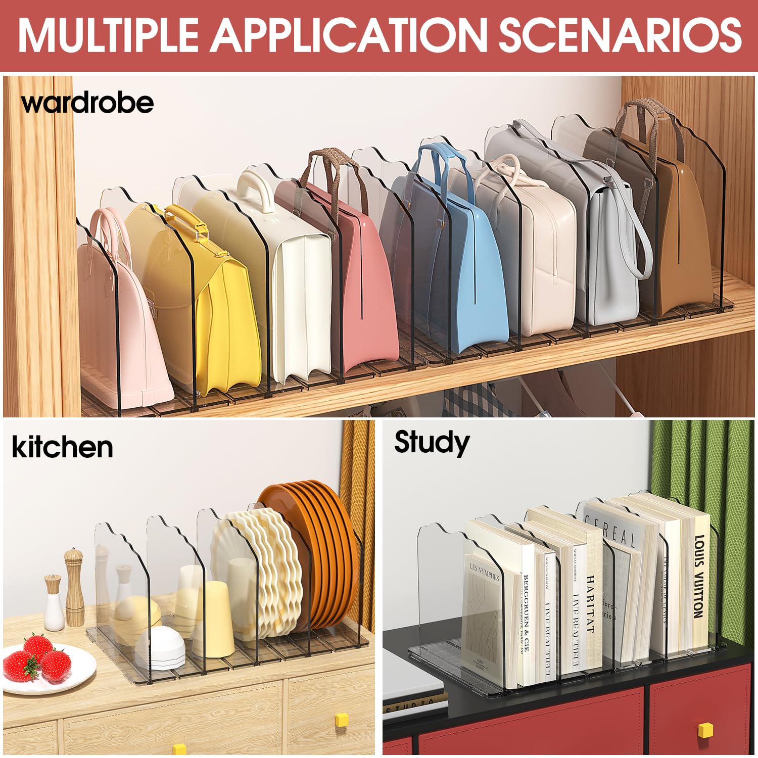 Shelf Divider Purse Storage Organizer For Closet, Clear Closet Bag