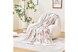 Checkered Throw Blanket, Soft and Cozy Beige Super Soft Knit Breathable Blanket...